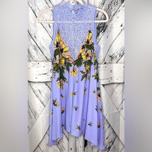 Free People Intimately Lavender Floral Lace Mini Dress S - Picture 1 of 8